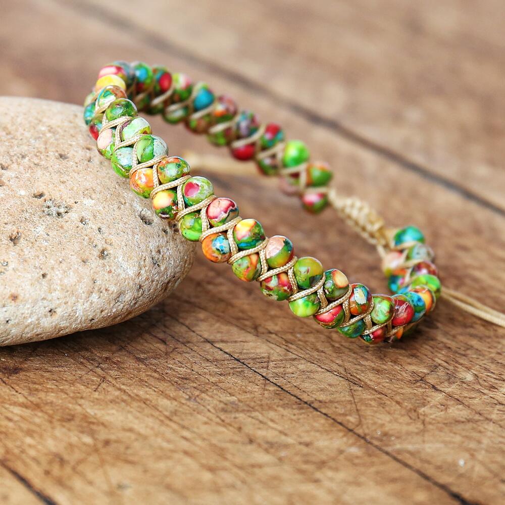 Boho Double Layer Natural Stone Jasper Bracelets