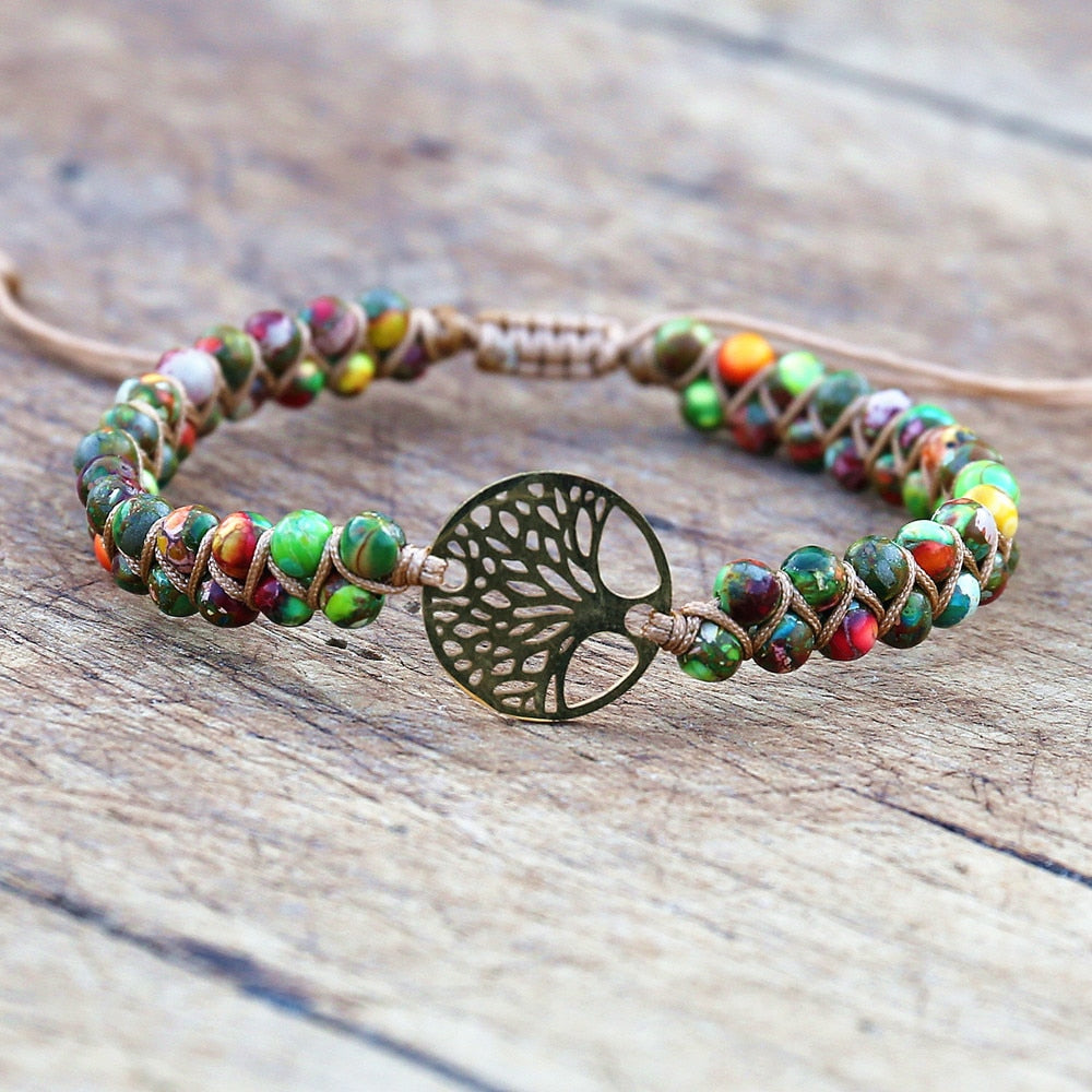 Boho Double Layer Natural Stone Jasper Bracelets