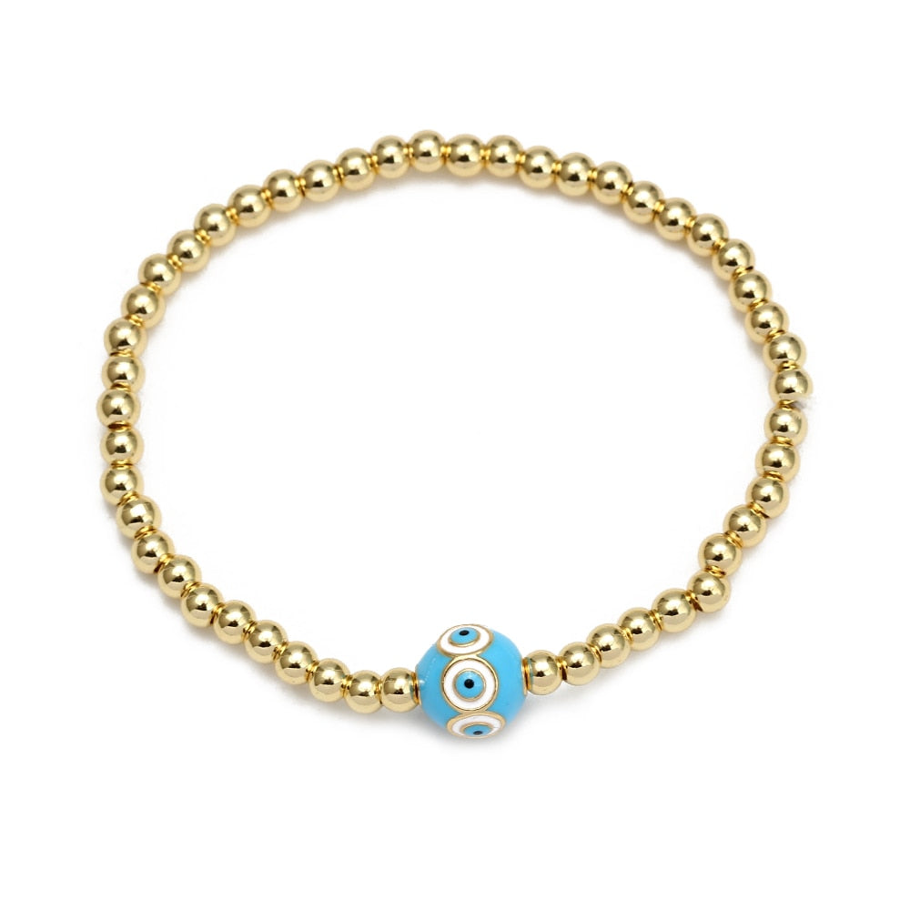 Boho Lucky Eye Pearl Metal Beads Bracelet