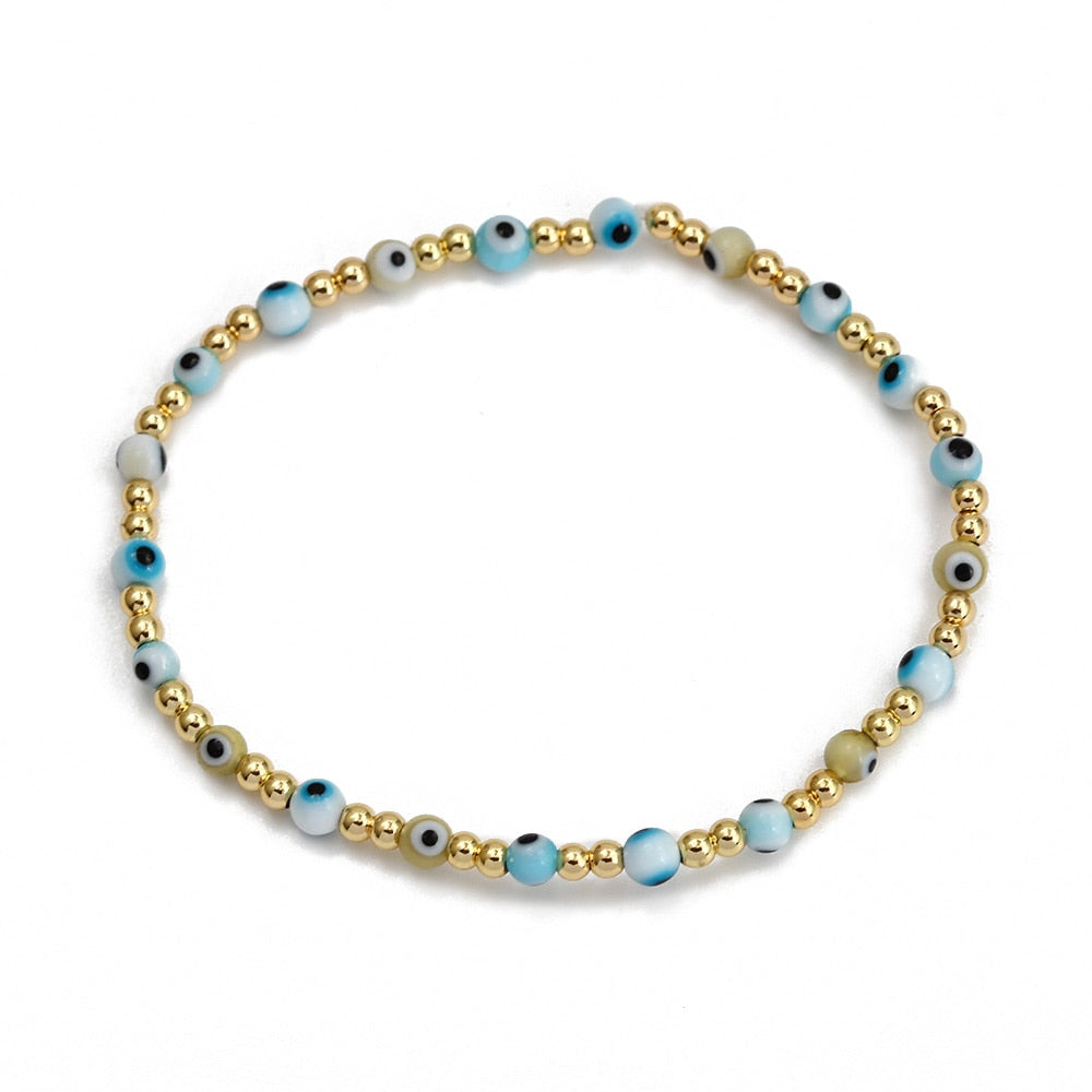 Boho Lucky Eye Pearl Metal Beads Bracelet