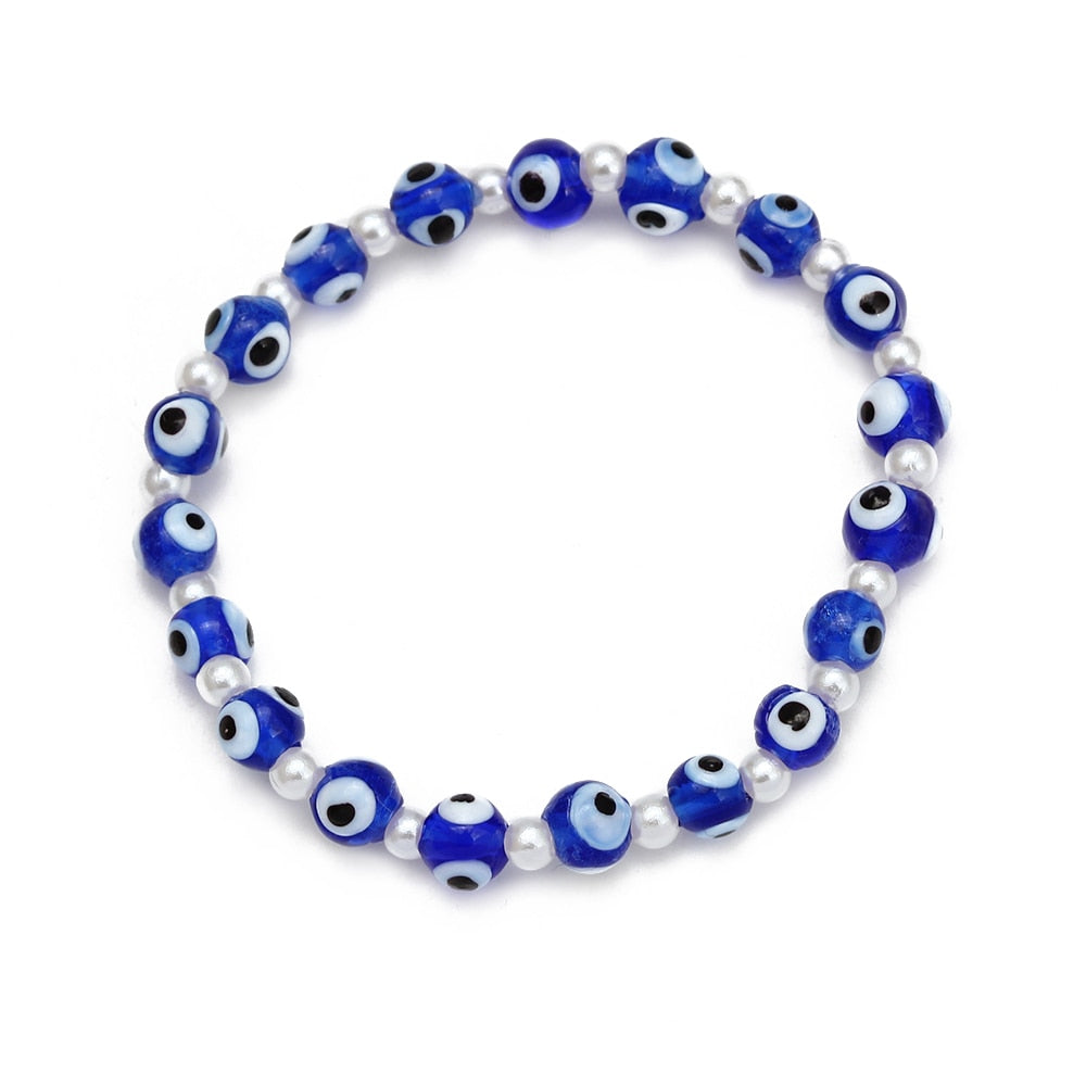 Boho Lucky Eye Pearl Metal Beads Bracelet