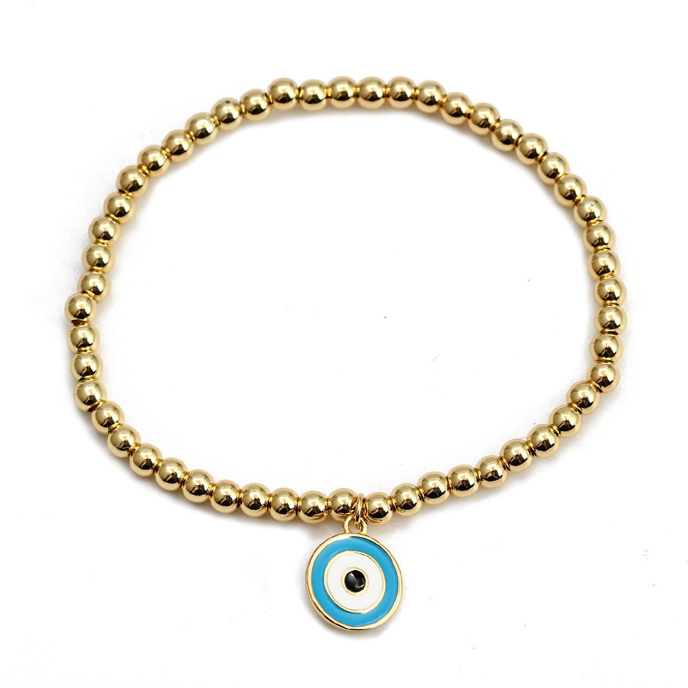 Boho Lucky Eye Pearl Metal Beads Bracelet