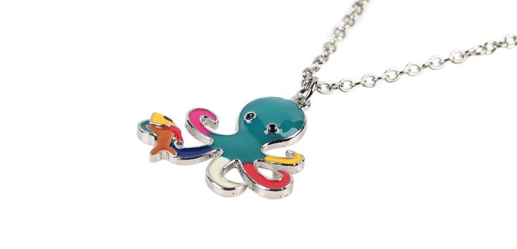 Metal Alloy Enamel Octopus Necklace