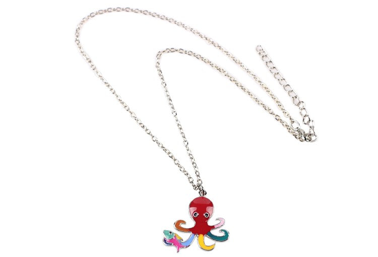 Metal Alloy Enamel Octopus Necklace
