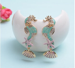 Gorgeous colourful seahorses earrings