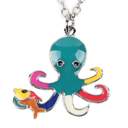 Metal Alloy Enamel Octopus Necklace