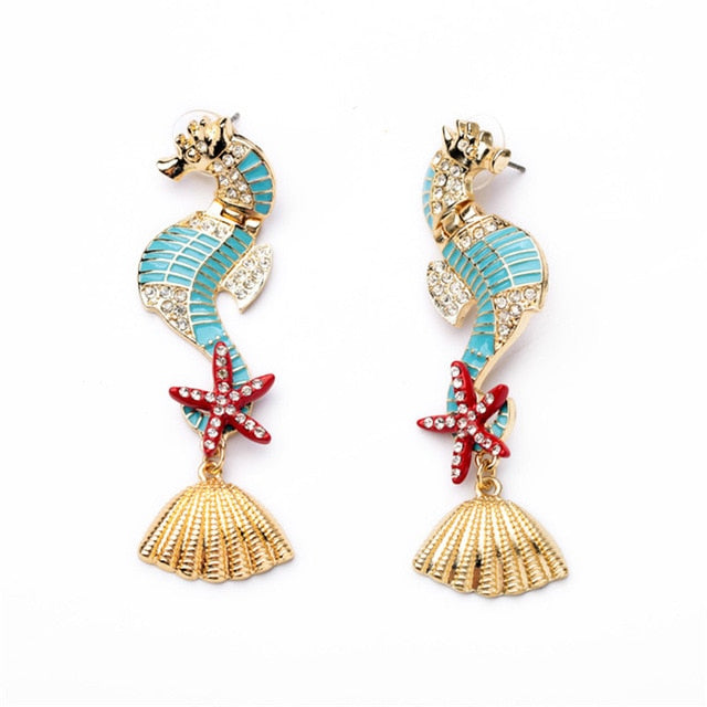 Gorgeous colourful seahorses earrings