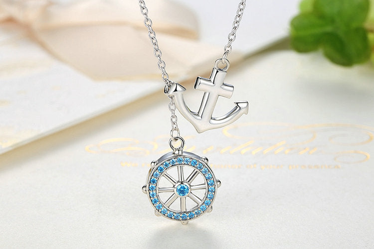 Sterling Silver 925 Anchor & Rudder Pendants & Necklaces