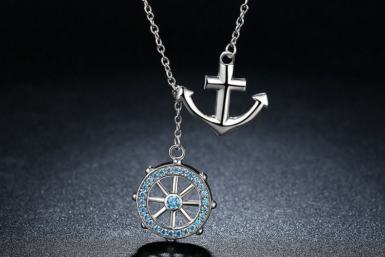 Sterling Silver 925 Anchor & Rudder Pendants & Necklaces