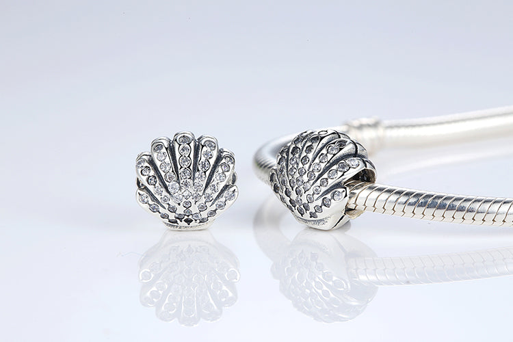925 Sterling Silver Shell Crystals Charm