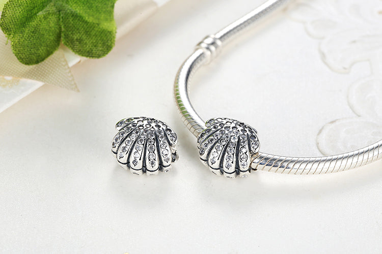 925 Sterling Silver Shell Crystals Charm