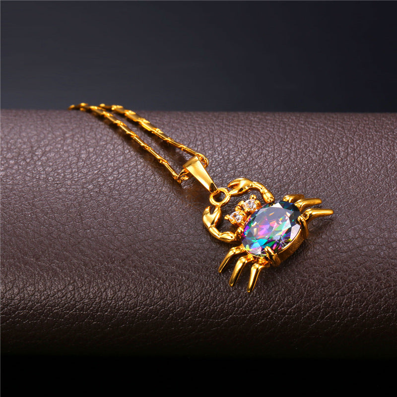 Gold Color Crab Charm Necklace