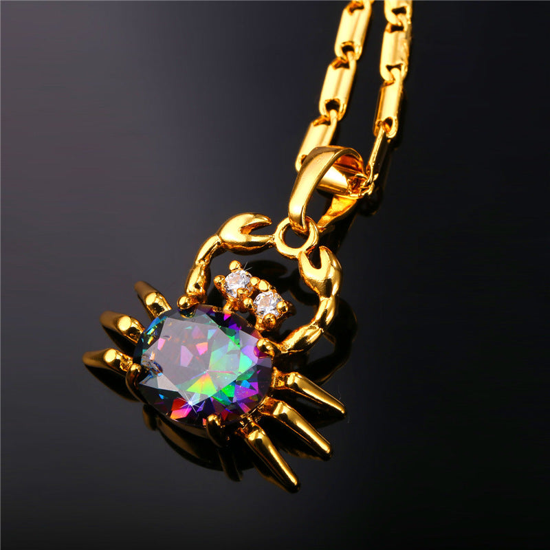 Gold Color Crab Charm Necklace
