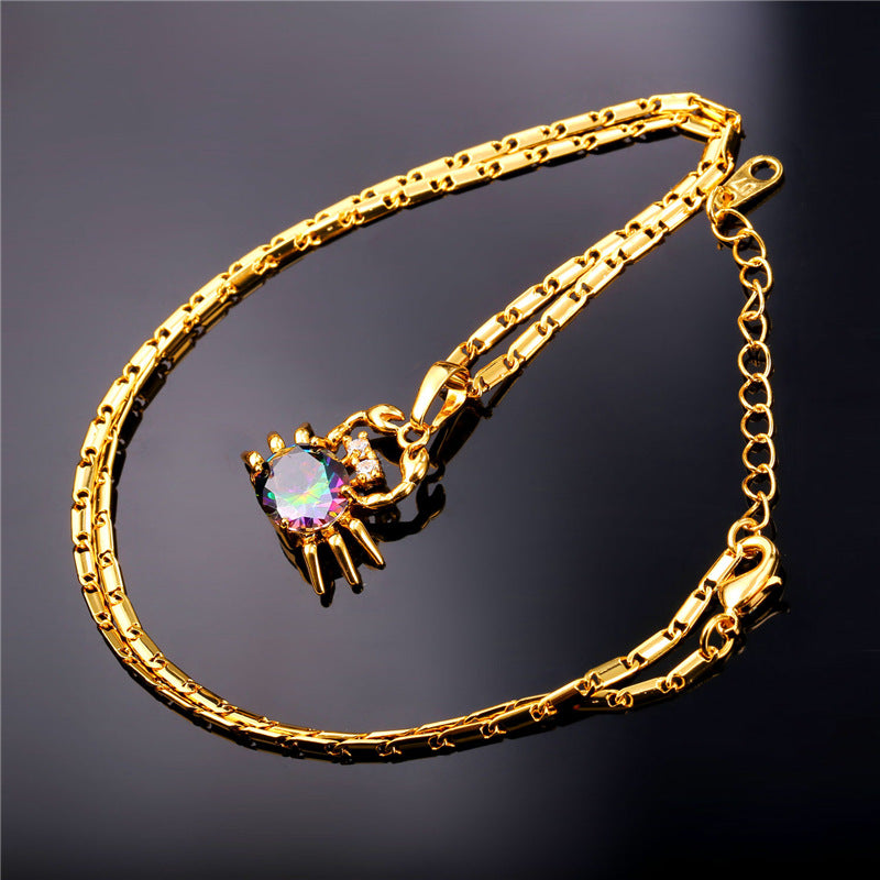 Gold Color Crab Charm Necklace