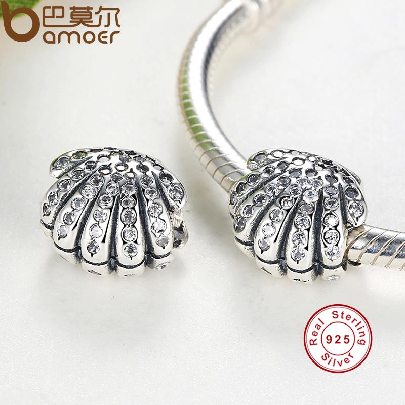 925 Sterling Silver Shell Crystals Charm