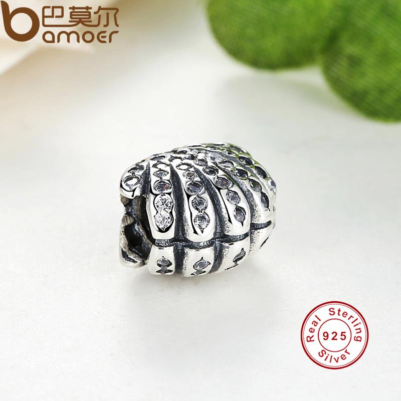 925 Sterling Silver Shell Crystals Charm