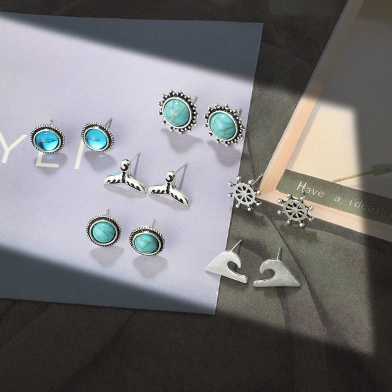 Sea Earring Jewelry 6 pairs