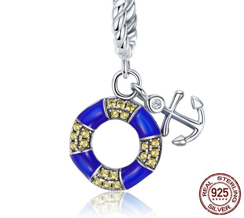 925 Sterling Silver Anchor & Voyage Charm