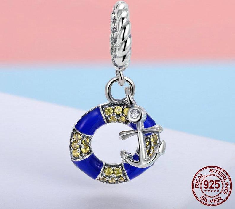 925 Sterling Silver Anchor & Voyage Charm