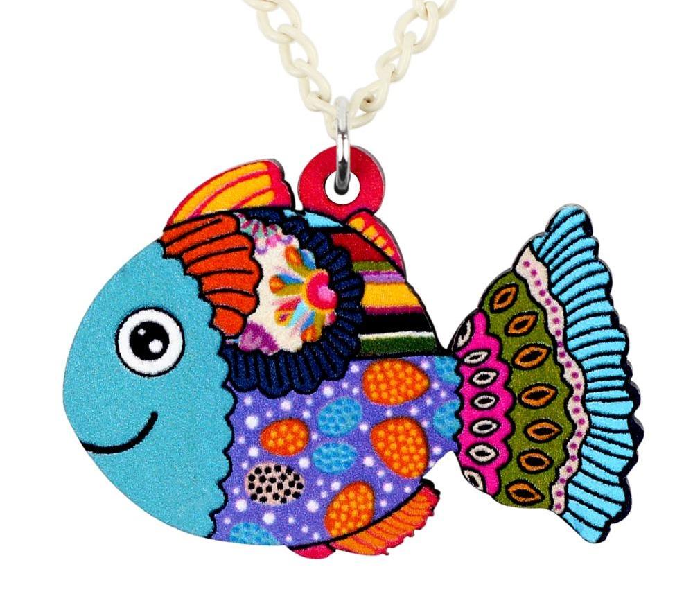 Acrylic Floral Fish Necklace