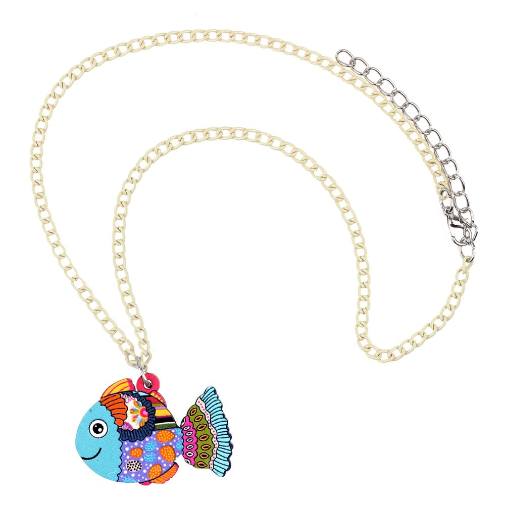 Acrylic Floral Fish Necklace