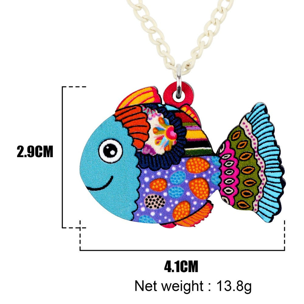 Acrylic Floral Fish Necklace