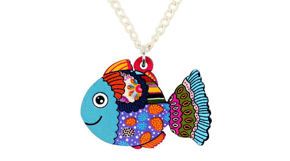 Acrylic Floral Fish Necklace