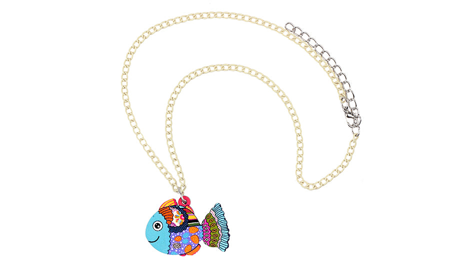 Acrylic Floral Fish Necklace