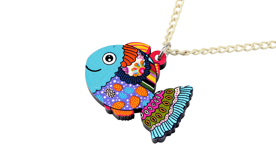 Acrylic Floral Fish Necklace