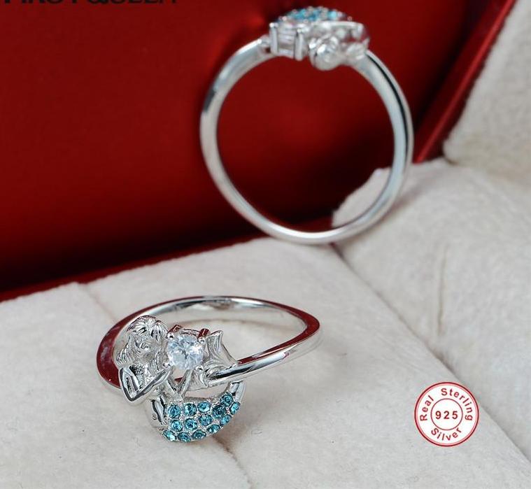 925 Sterling Silver Mermaid Love Ring