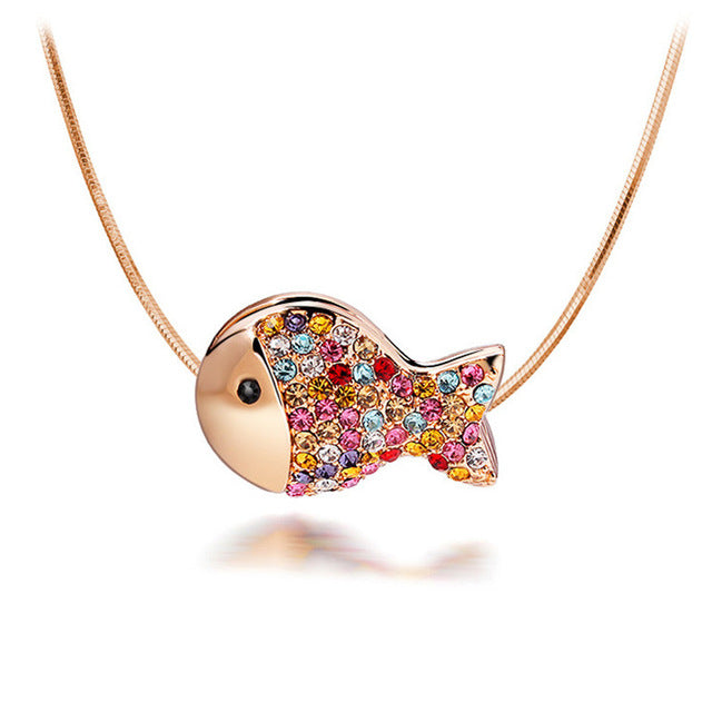 Luxury Gold Color Lovely Crystals Fish