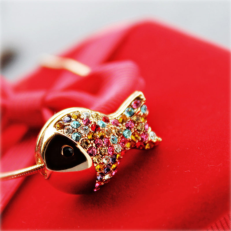 Luxury Gold Color Lovely Crystals Fish