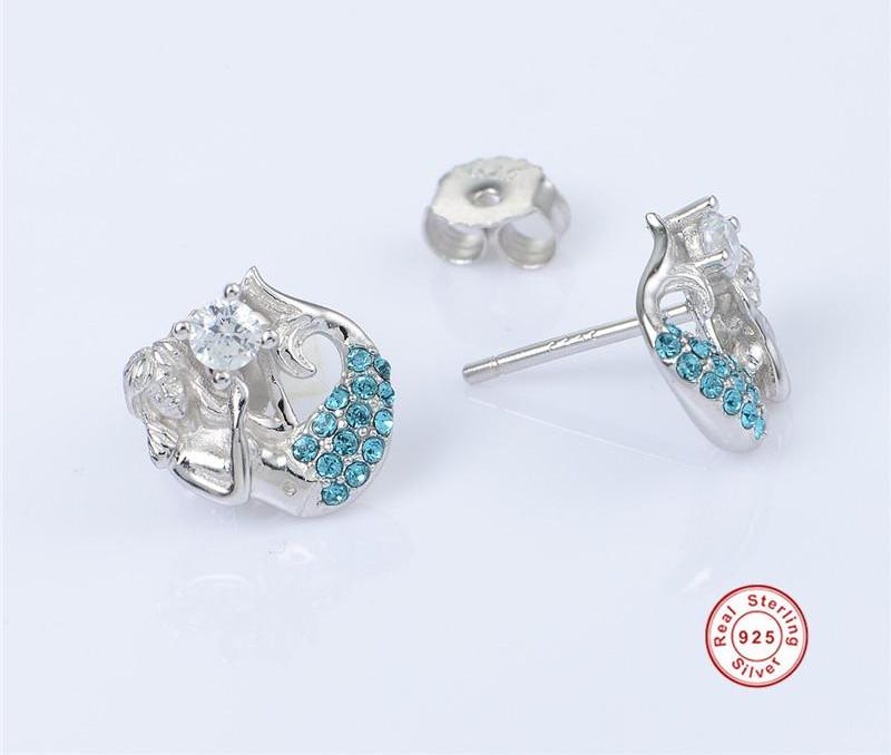 925 Sterling Silver Mermaid Stud Earrings