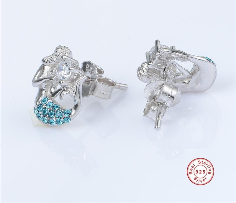 925 Sterling Silver Mermaid Stud Earrings