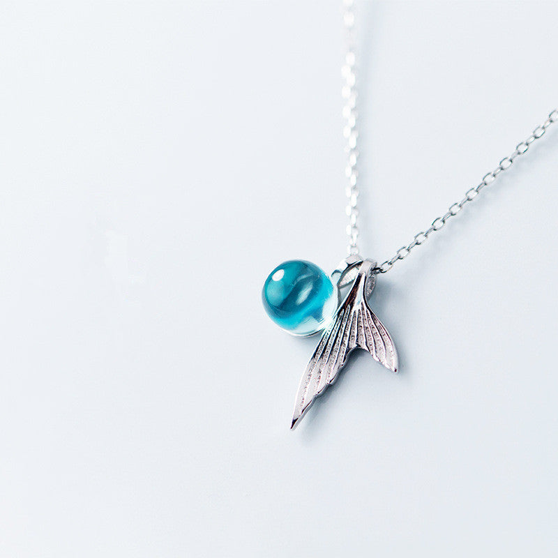 925 Sterling Silver Blue Crystal Tail Pendant