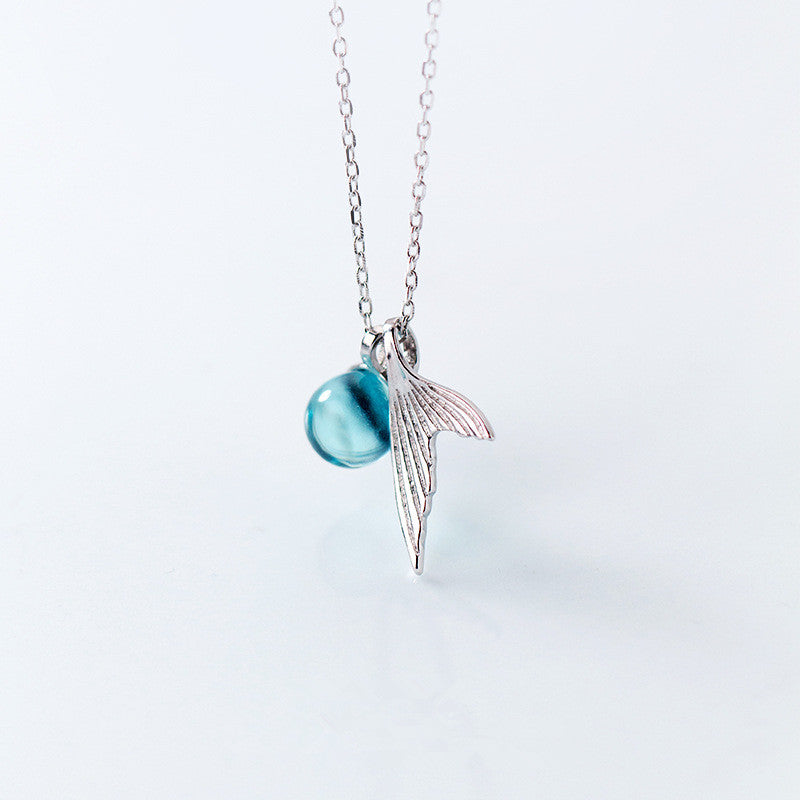 925 Sterling Silver Blue Crystal Tail Pendant