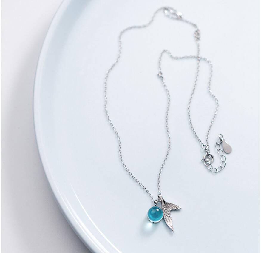 925 Sterling Silver Blue Crystal Tail Pendant
