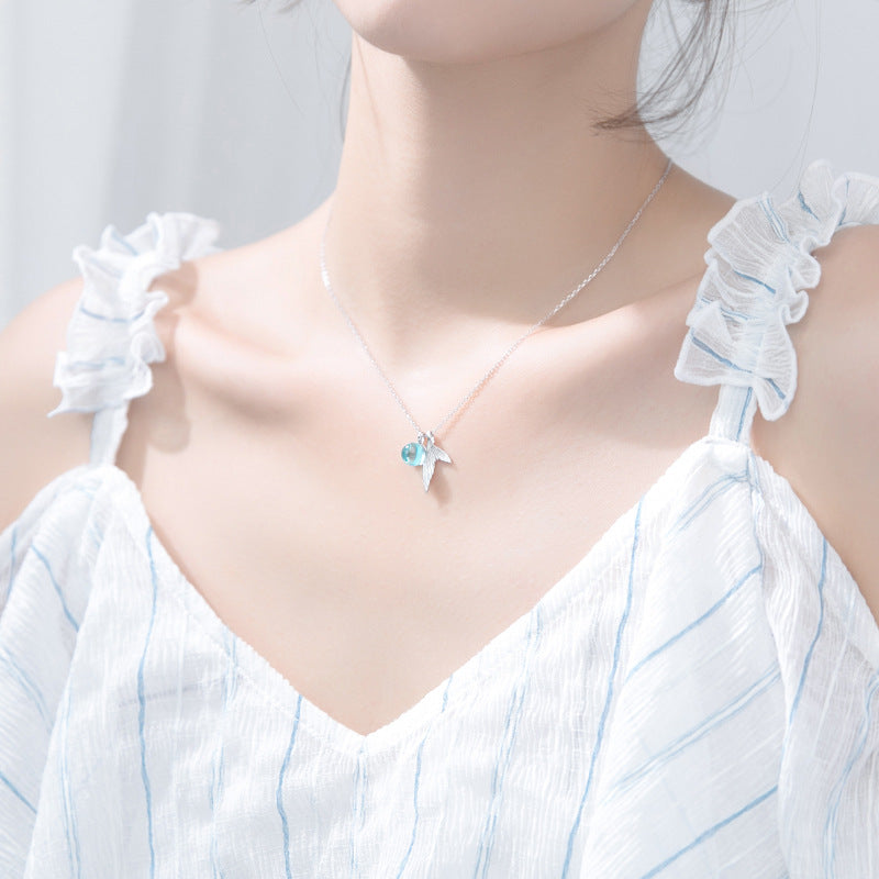 925 Sterling Silver Blue Crystal Tail Pendant