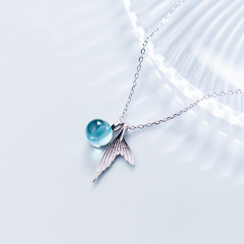 925 Sterling Silver Blue Crystal Tail Pendant