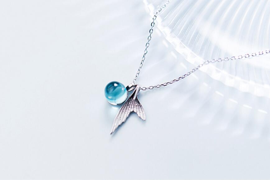 925 Sterling Silver Blue Crystal Tail Pendant