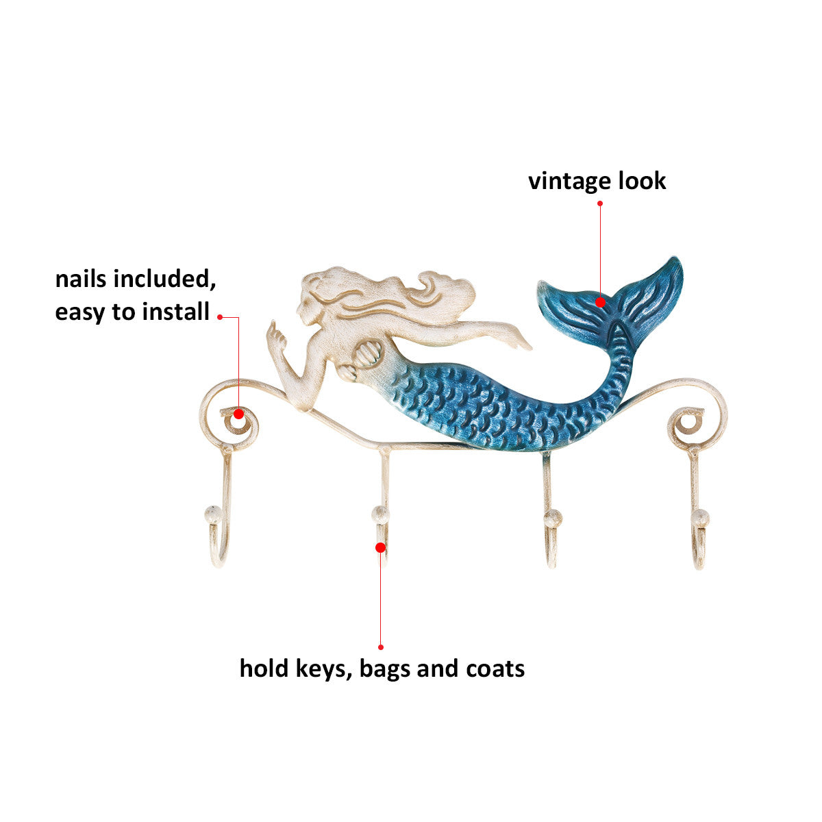 Iron Mermaid Wall Hanger