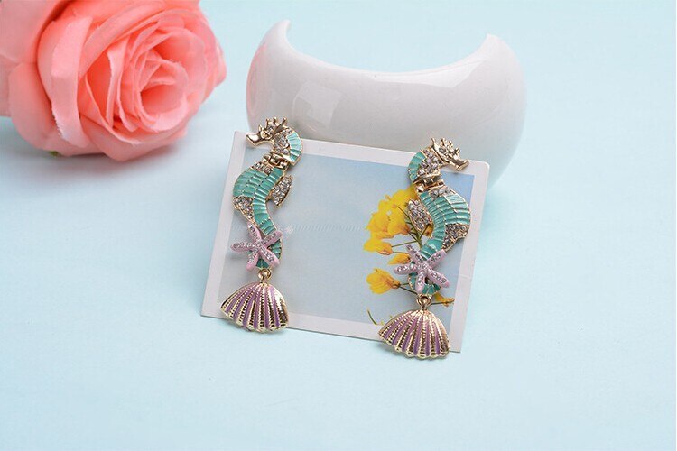 Gorgeous colourful seahorses earrings