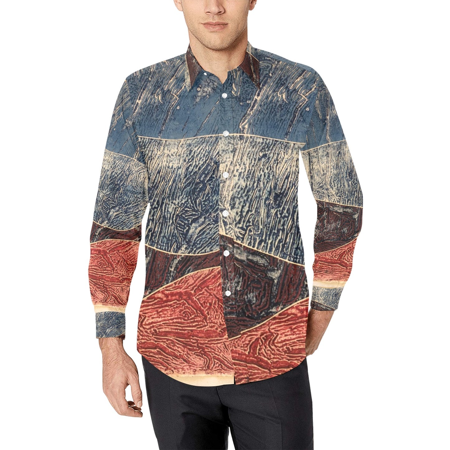 Paisaje Fragmentado I - Men's All Over Print Long Sleeve Shirt(Model T61)