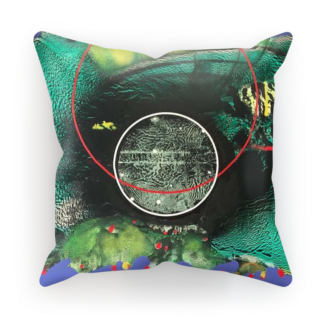 COMPOSICION MICROSCOPICA EN VERDE Y AZUL Sublimation Cushion Cover