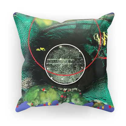 COMPOSICION MICROSCOPICA EN VERDE Y AZUL Sublimation Cushion Cover
