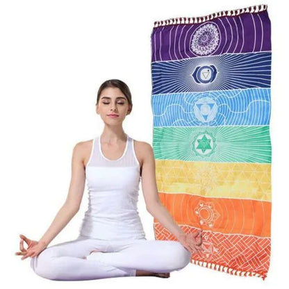 Rainbow Chakra Yoga Blanket