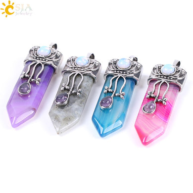 Natural Gem Stone Sword Pendants