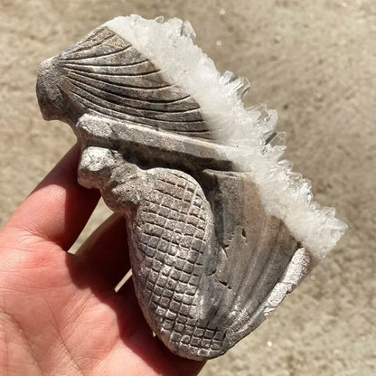 Natural Crystal Cluster Hand Carved Quartz Mermaid Healing Mineral