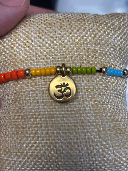 CHAKRA  BRACELET with Om charm (gold)