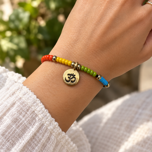 CHAKRA  BRACELET with Om charm (gold)